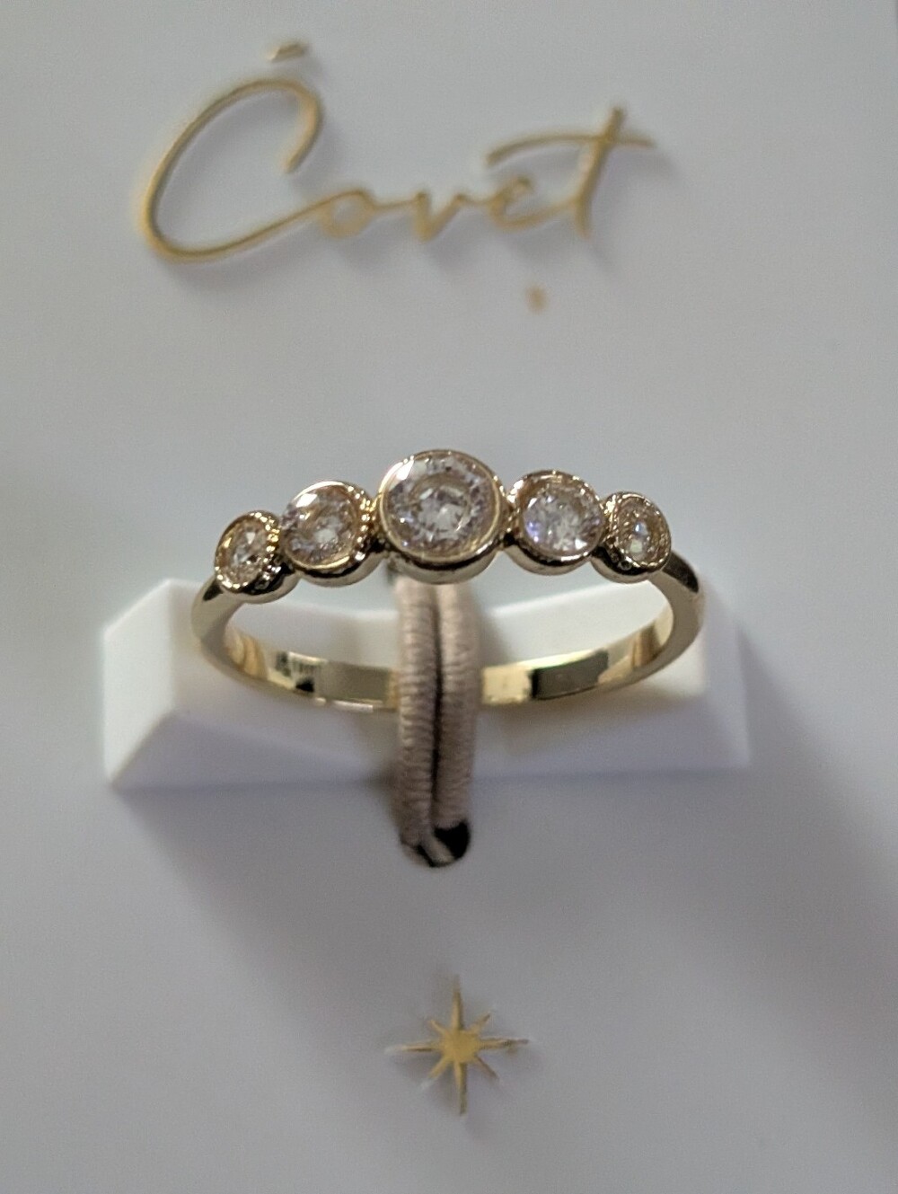 Covet Gold-tone Five-Stone Cubic Zirconia Ring - White